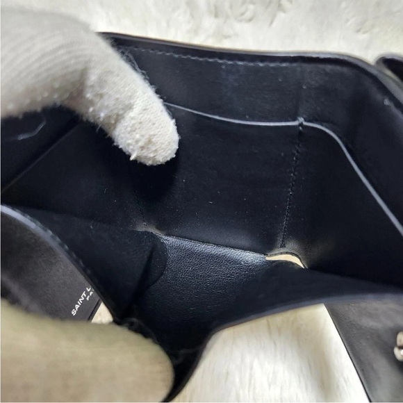 Yves Saint Laurent Black Wallet with Silver Logo - Picture 12 of 13